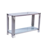 FLUTE SILVER FINISH CONSOLE WITH WHITE MARBLE 120X40X78CM