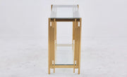 FLUTE GOLD FINISH CONSOLE WITH TRANSPARENT GLASS 120X40X78CM