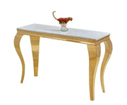 CONSOLA ACABADO ORO BARROCO CON MÁRMOL BLANCO 110X50X85CM