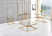CONSOLA TRANSPARENTE PIRÁMIDE DORADA 120X40X78CM