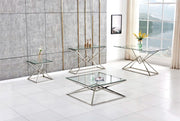 PYRAMID SILVER TRANSPARENT GLASS TOP CONSOLE 120X40X78CM