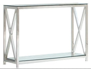 KENSY SILVER FINISH CONSOLE WITH TRANSPARENT GLASS 120X40X78CM
