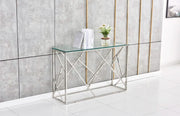 GEOMAG SILVER OUTING AND TRANSPARENT GLASS CONSOLE 120X40X78CM