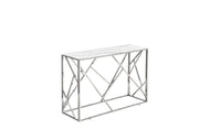 CONSOLA GEOMAG PLATA OUTING Y MÁRMOL BLANCO 120X40X78CM