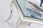 BAROQUE SILVER FEET FINISHING GUERIDON TABLE IN GLASS ON TOP 50X50CM