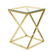 BEVERLY DESIGN GUERIDON TABLE WITH GOLD AND TRANSPARENT GLASS TOP 40X40X55CM