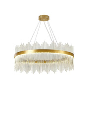 AURORA GLASS CHANDELIER WITH ROUND FRAME AND ADJUSTABLE CABLES 70X60X33CM