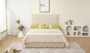 ROMA BED FRAME 160X200 CM BEIGE VELVET WITHOUT MATRESS AND BASE.