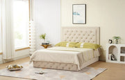 ROMA BED FRAME 160X200 CM BEIGE VELVET WITHOUT MATRESS AND BASE.