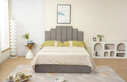 ESTRUCTURA DE CAMA PIANO 140X190CM TERCIOPELO GRIS, SIN SOMIER Y SIN COLCHÓN.