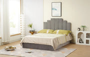 ESTRUCTURA DE CAMA PIANO 140X190CM TERCIOPELO GRIS, SIN SOMIER Y SIN COLCHÓN.