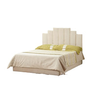 ESTRUCTURA DE CAMA PIANO 140X190CM TERCIOPELO BEIGE, SIN SOMIER Y COLCHÓN.