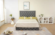 ROMA BED FRAME 140X190CM ANTHRACITE /DARK GREY VELVET WITHOUT BED BASE AND MATRESS.