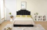 ESTRUCTURA DE CAMA PIANO 160X200CM TERCIOPELO NEGRO SIN SOMIER NI COLCHÓN.