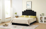ESTRUCTURA DE CAMA PIANO 160X200CM TERCIOPELO NEGRO SIN SOMIER NI COLCHÓN.
