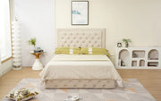 ROMA BED FRAME 140X190CM BEIGE VELVET WITHOUT BED BASE AND MATRESS.