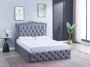 CAMA TREND 140X190CM TERCIOPELO GRIS SIN SOMIER NI COLCHÓN.