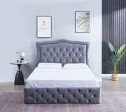 CAMA TREND 140X190CM TERCIOPELO GRIS SIN SOMIER NI COLCHÓN.