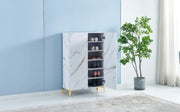 SHOE CABINET MARBLE WHITE AND GREY  WITH 2 DOORS ,MDF , STAINLESS STEEL BASE MEASURING 81X35X125CM.