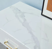 LILA CONSOLE WITH GOLD LEGS AND WHITE MARBLE TOP WITH 2 DRAWERS 120X40X80CM