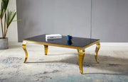 BAROQUE COFFEE TABLE WITH BLACK MARBLE TOP AND GOLD FEETS MEASURING 120X70X45CM