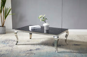 BAROQUE COFFEE TABLE WITH BLACK MARBLE TOP AND SILVER FEETS MEASURING 120X70X45CM