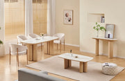 MESA DE COMEDOR TRINITY CON MARMOL BEIGE HAYA DE 180X90X75CM