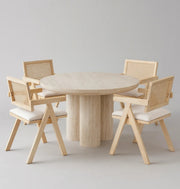 MAYA ROUND DINING TABLE IN TRAVERTINE COLOR MEASURING 110X110X75CM
