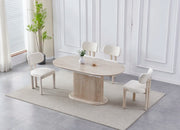 VANESSA ESTENDABLE DINING TABLE IN TRAVERTINE CERAMIC TOP MEASURING 160/220X90CM