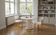 MESA DE COMEDOR REDONDA AXEL EN COLOR TRAVERTINO DE 120X120X75CM