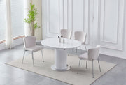 SOFIA EXTENDABLE DINING TABLE WITH WHITE MARBLE AND CERAMIC WITH SILVER FINISH MEASURING 125/165X100X75CM
