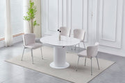 SOFIA EXTENDABLE DINING TABLE WITH WHITE MARBLE AND CERAMIC WITH WHITE FINISHING MEASURING 125/165X100X75CM
