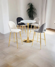 ROSA DINING TABLE WITH BEIGE MARBLE TOP AND GOLD FEETS MEASURING 80X80X105CM