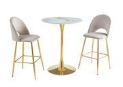 ROSA DINING TABLE WITH BEIGE MARBLE TOP AND GOLD FEETS MEASURING 80X80X105CM
