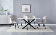 MESA DE COMEDOR OLIVIA CON TAPA DE MÁRMOL BLANCO Y PATAS NEGRAS DE 150X90X75CM