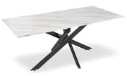 MESA DE COMEDOR OLIVIA CON TAPA DE MÁRMOL BLANCO Y PATAS NEGRAS DE 150X90X75CM