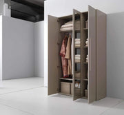 WARDROBE 3 DOORS WITH MIRROR IN TAUPE COLOR MEASURING 120X56.5X216CM