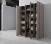 WARDROBE 5 DOORS WITH MIRROR IN TAUPE COLOR MEASURING 200X565.5X216CM