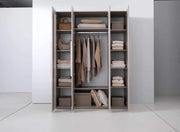 WARDROBE 4 DOORS WITH 2 MIRROR IN TAUPE COLOR MEASURING 160X565.5X216CM
