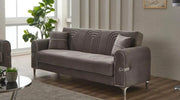 SIDNEY SOFA DESIGN IN 3+2+1 IN GREY COLOR WITH SILVER FINISH WITH CUSHIONS