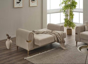 SIDNEY SOFA CONVERTIBLE DESIGN IN 3+2+1 IN BEIGE COLOR WITH GOLD FINISH WITH CUSHIONS