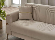 SIDNEY SOFA CONVERTIBLE DESIGN IN 3+2+1 IN BEIGE COLOR WITH GOLD FINISH WITH CUSHIONS