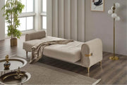 SIDNEY SOFA CONVERTIBLE DESIGN IN 3+2+1 IN BEIGE COLOR WITH GOLD FINISH WITH CUSHIONS
