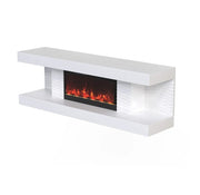 KATTY CHEMINEE TV STAND WITH FIREPLACE HEATER MEASURING 160X38X53CM IN WHITE COLOR