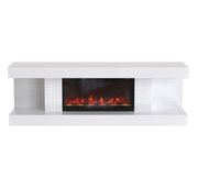 KATTY CHEMINEE TV STAND WITH FIREPLACE HEATER MEASURING 160X38X53CM IN WHITE COLOR