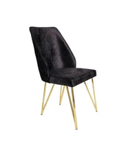 NICOLE CHAIRS IN BLACK VELVET SEAT AND GOLD FEETS.