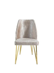 NICOLE CHAIRS IN BEIGE VELVET SEAT AND GOLD FEETS.