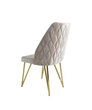 NICOLE CHAIRS IN BEIGE VELVET SEAT AND GOLD FEETS.