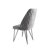 NICOLE CHAIRS IN LIGHT GREY VELVET SEAT AND SILVER FEETS.