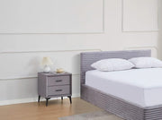 NOBEL BEDSIDE TABLE WITH GREY VELEVT , BLACK FINISHING WITH 2 DRAWERS MEASURING38X45X48CM
